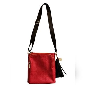 Steve Madden Messenger Bag In Red & Black with Gold Accents